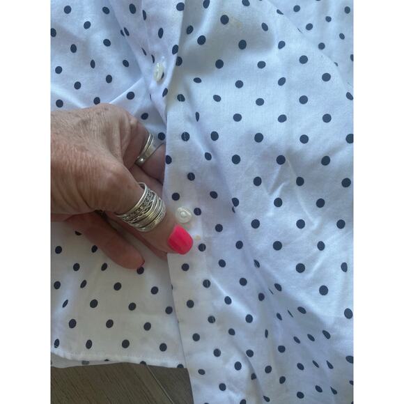 NWT FLAWS CHAPS No Iron Shirt Easy Care Slimming Fit Long Sleeve Polkadot Large - Picture 8 of 9